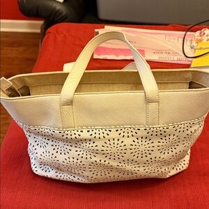 Talbots Cream and Tan Tote Bag
